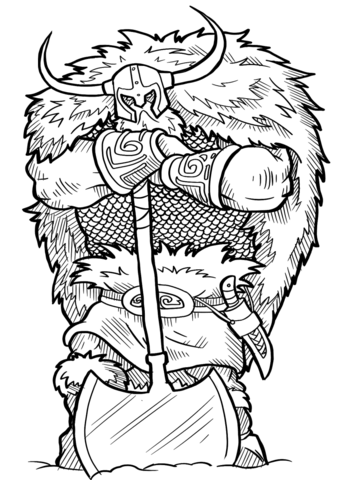 Viking With Axe Coloring Page